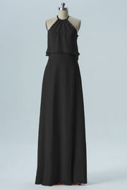 Chiffon Column Jewel Neck Sleeveless Bridesmaid Dress-B08332