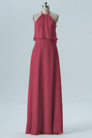 Chiffon Column Jewel Neck Sleeveless Bridesmaid Dress-B08332