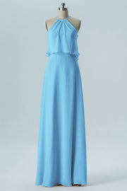Chiffon Column Jewel Neck Sleeveless Bridesmaid Dress-B08332
