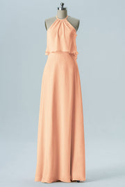 Chiffon Column Jewel Neck Sleeveless Bridesmaid Dress-B08332