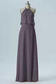 Chiffon Column Jewel Neck Sleeveless Bridesmaid Dress-B08332