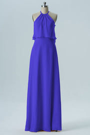 Chiffon Column Jewel Neck Sleeveless Bridesmaid Dress-B08332