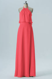 Chiffon Column Jewel Neck Sleeveless Bridesmaid Dress-B08332