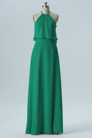Chiffon Column Jewel Neck Sleeveless Bridesmaid Dress-B08332