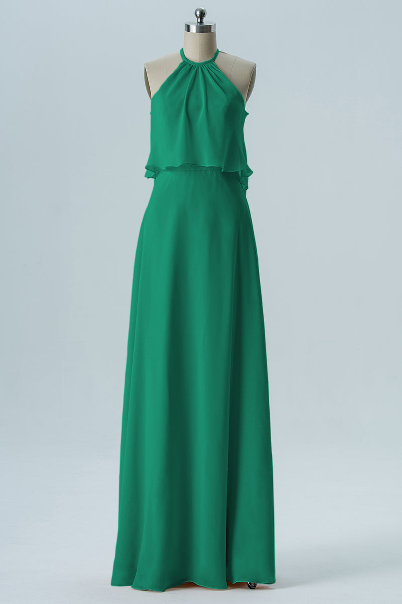 Chiffon Column Jewel Neck Sleeveless Bridesmaid Dress-B08332