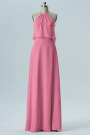 Chiffon Column Jewel Neck Sleeveless Bridesmaid Dress-B08332