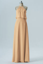 Chiffon Column Jewel Neck Sleeveless Bridesmaid Dress-B08332