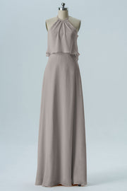 Chiffon Column Jewel Neck Sleeveless Bridesmaid Dress-B08332