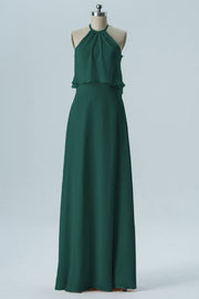 Chiffon Column Jewel Neck Sleeveless Bridesmaid Dress-B08332