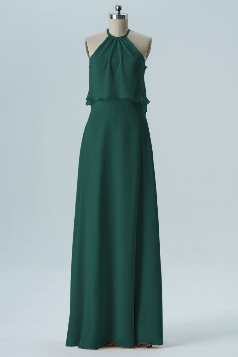 Chiffon Column Jewel Neck Sleeveless Bridesmaid Dress-B08332