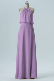 Chiffon Column Jewel Neck Sleeveless Bridesmaid Dress-B08332