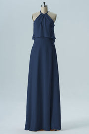 Chiffon Column Jewel Neck Sleeveless Bridesmaid Dress-B08332
