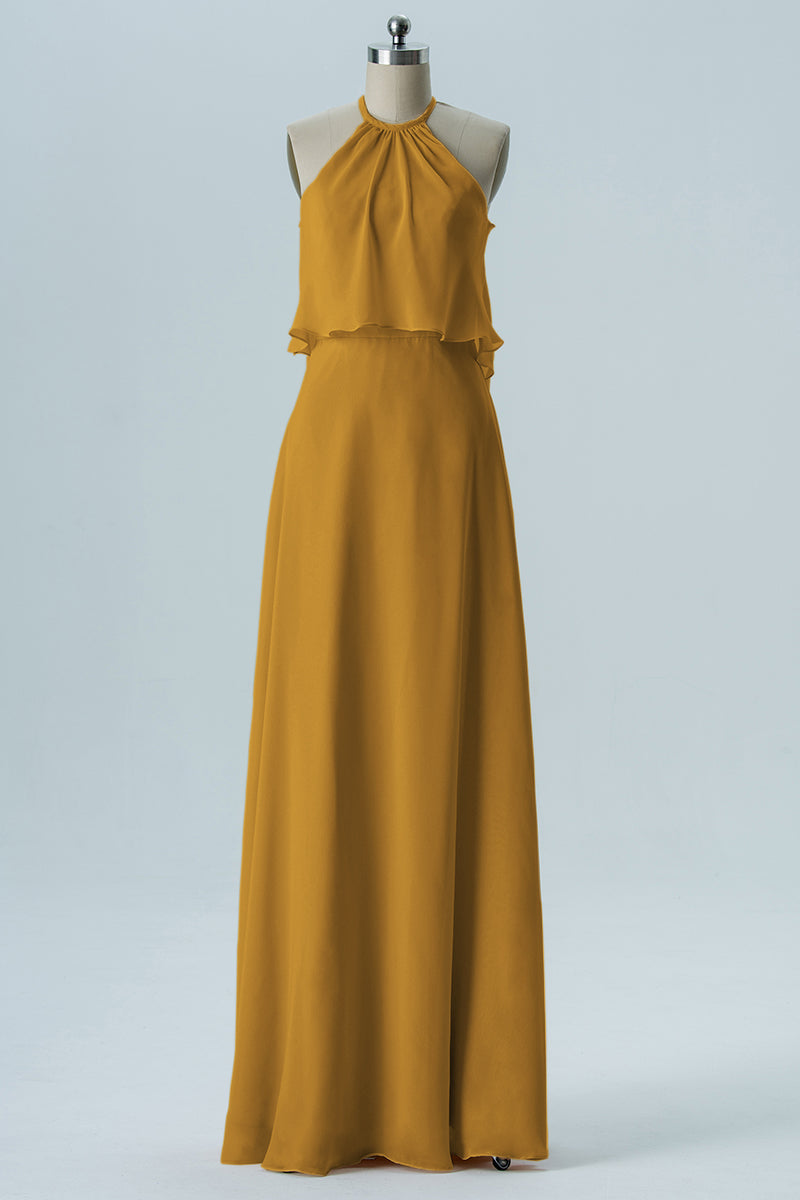 Chiffon Column Jewel Neck Sleeveless Bridesmaid Dress-B08332