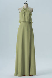 Chiffon Column Jewel Neck Sleeveless Bridesmaid Dress-B08332