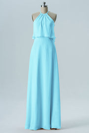 Chiffon Column Jewel Neck Sleeveless Bridesmaid Dress-B08332
