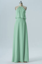 Chiffon Column Jewel Neck Sleeveless Bridesmaid Dress-B08332