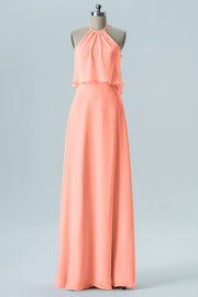 Chiffon Column Jewel Neck Sleeveless Bridesmaid Dress-B08332