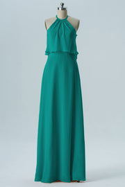 Chiffon Column Jewel Neck Sleeveless Bridesmaid Dress-B08332