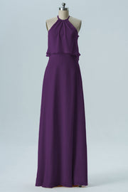 Chiffon Column Jewel Neck Sleeveless Bridesmaid Dress-B08332