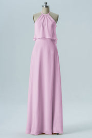 Chiffon Column Jewel Neck Sleeveless Bridesmaid Dress-B08332