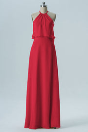 Chiffon Column Jewel Neck Sleeveless Bridesmaid Dress-B08332