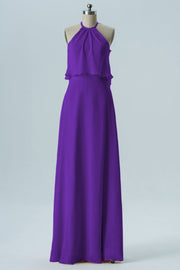 Chiffon Column Jewel Neck Sleeveless Bridesmaid Dress-B08332