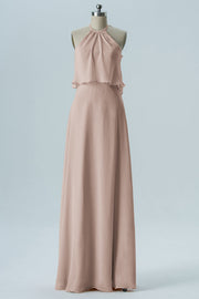 Chiffon Column Jewel Neck Sleeveless Bridesmaid Dress-B08332