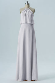 Chiffon Column Jewel Neck Sleeveless Bridesmaid Dress-B08332