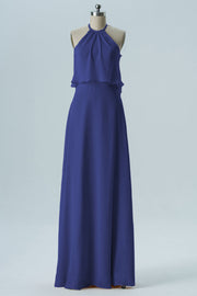 Chiffon Column Jewel Neck Sleeveless Bridesmaid Dress-B08332