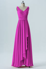 Chiffon Column V-Neck Sleeveless Bridesmaid Dress-B08368