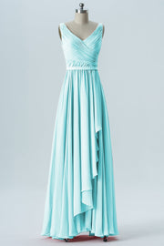 Chiffon Column V-Neck Sleeveless Bridesmaid Dress-B08368