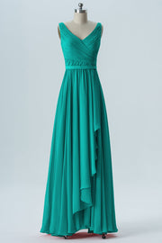 Chiffon Column V-Neck Sleeveless Bridesmaid Dress-B08368