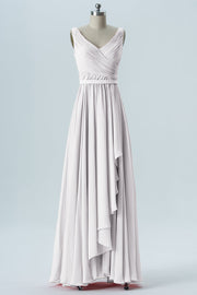 Chiffon Column V-Neck Sleeveless Bridesmaid Dress-B08368
