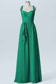 Chiffon Column Straps Sleeveless Bridesmaid Dress-B09051