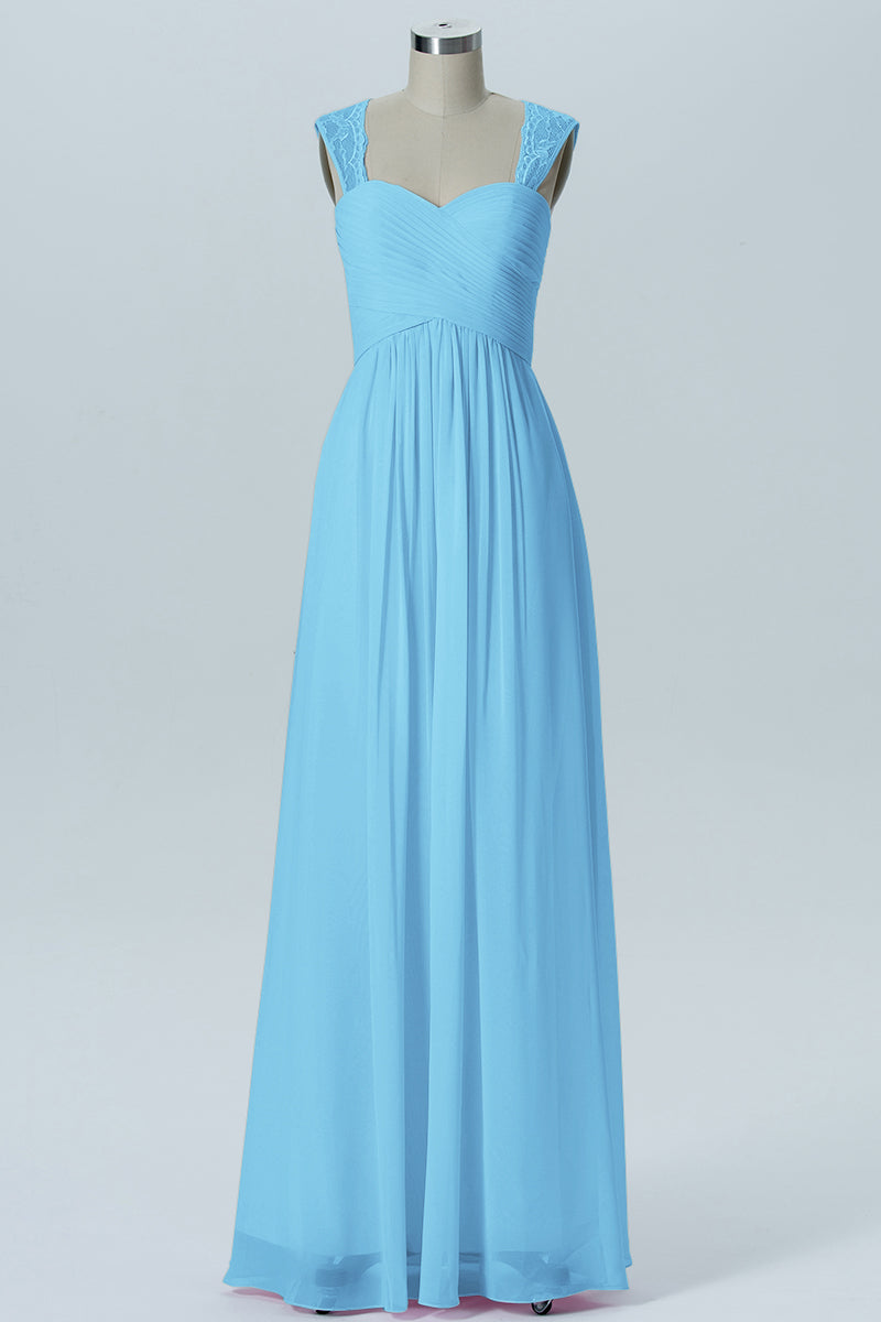 Lace Column Sweetheart Sleeveless Bridesmaid Dress-B13601