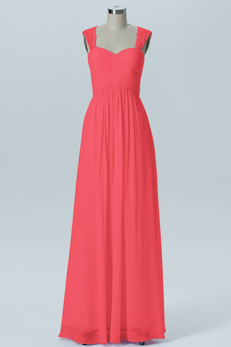 Lace Column Sweetheart Sleeveless Bridesmaid Dress-B13601