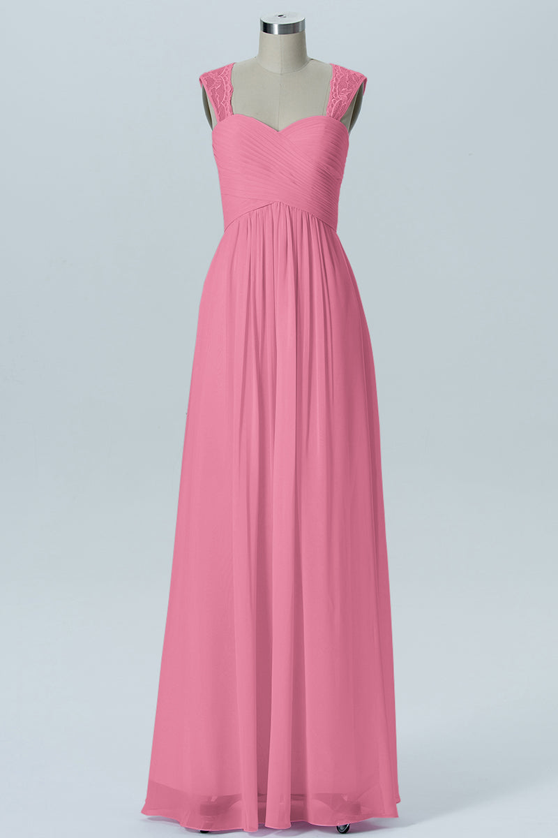 Lace Column Sweetheart Sleeveless Bridesmaid Dress-B13601