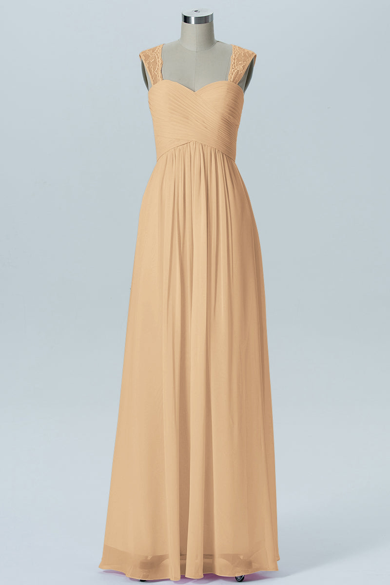 Lace Column Sweetheart Sleeveless Bridesmaid Dress-B13601