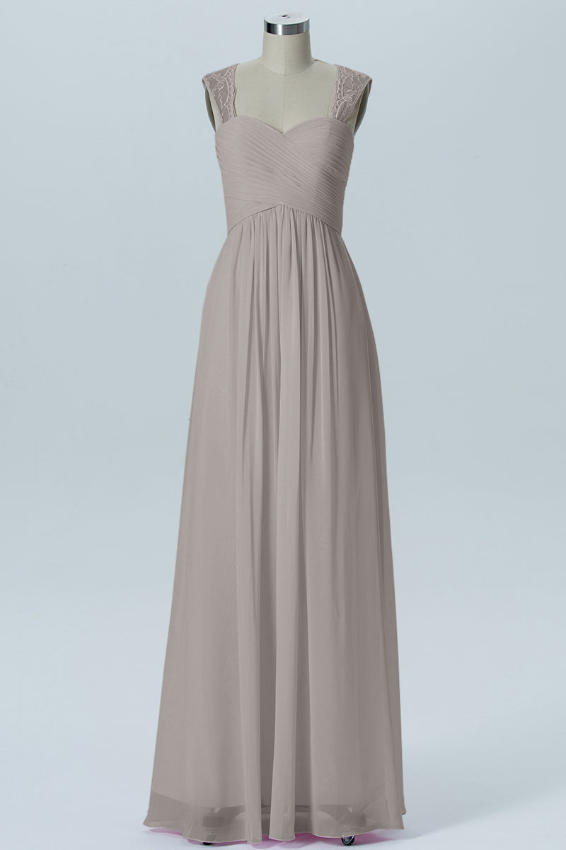 Lace Column Sweetheart Sleeveless Bridesmaid Dress-B13601