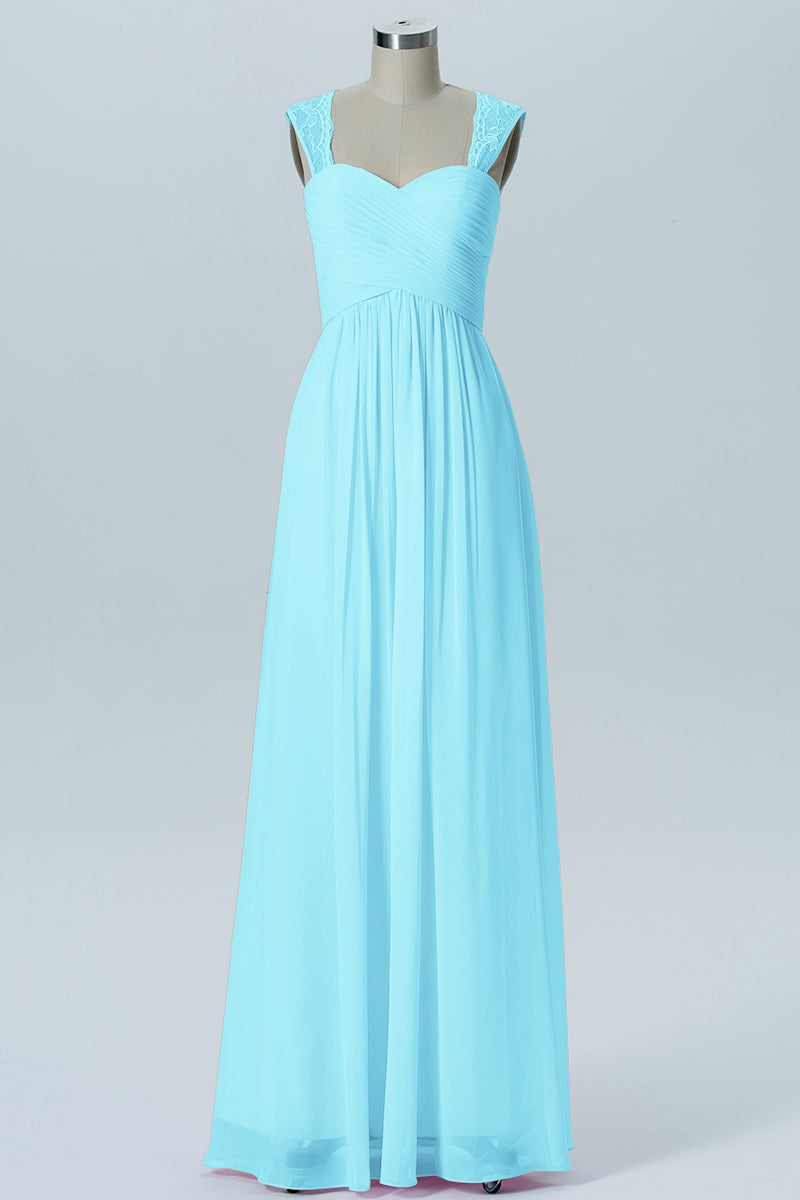 Lace Column Sweetheart Sleeveless Bridesmaid Dress-B13601