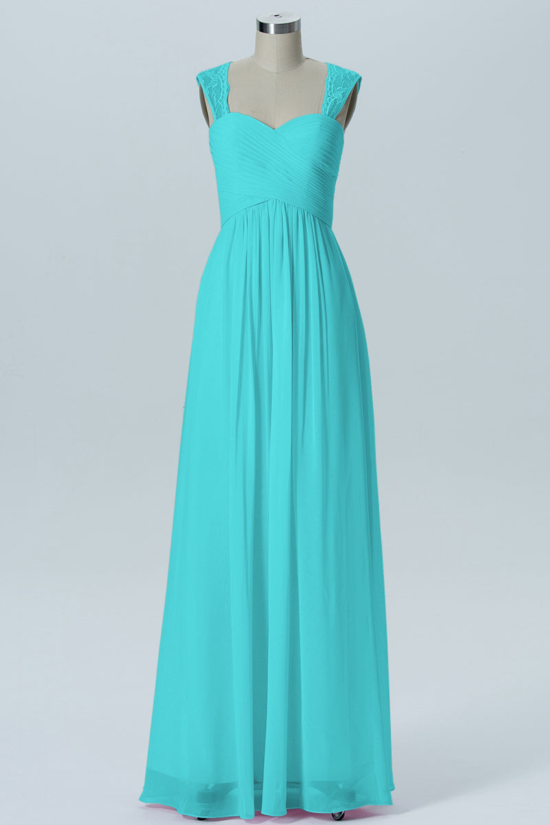 Lace Column Sweetheart Sleeveless Bridesmaid Dress-B13601