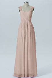 Lace Column Sweetheart Sleeveless Bridesmaid Dress-B13601