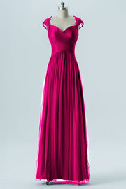 Lace Column Sweetheart Cap Sleeves Bridesmaid Dress-B13638