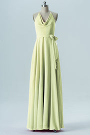 Chiffon Column Halter Sleeveless Bridesmaid Dress-B13642