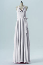 Chiffon Column Halter Sleeveless Bridesmaid Dress-B13642