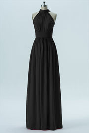 Chiffon Column Halter Sleeveless Bridesmaid Dress-B13649