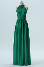 Chiffon Column Halter Sleeveless Bridesmaid Dress-B13649
