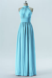 Chiffon Column Halter Sleeveless Bridesmaid Dress-B13649