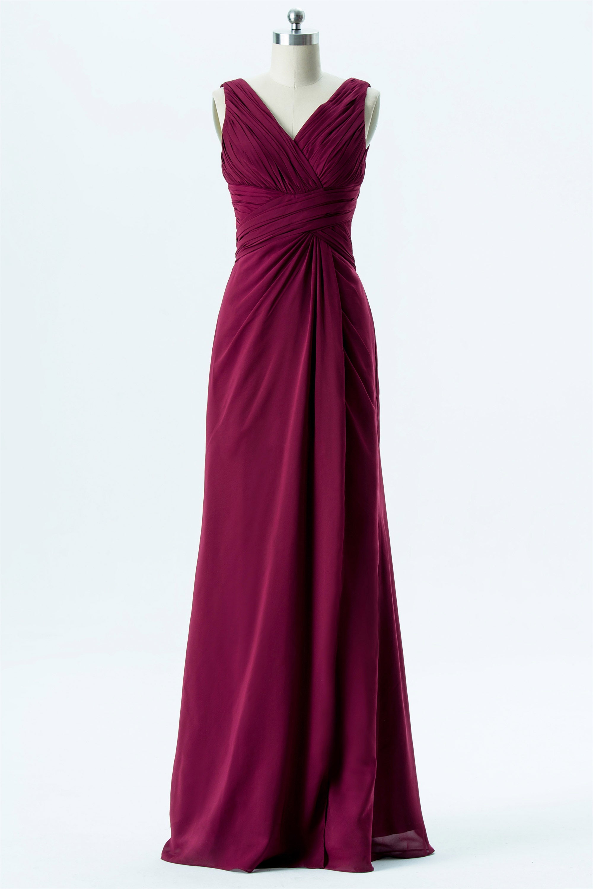 Chiffon V-Neck Sleeveless Bridesmaid Dress| Plus Size | 60+ Colors