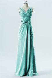 Chiffon Column V-Neck Sleeveless Bridesmaid Dress-B13650